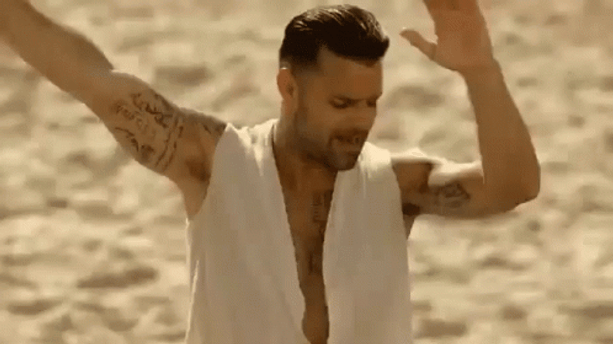 Ricky Martin Dancing In Beach GIF