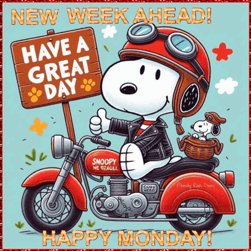 Rider Snoopy Animated Happy Monday GIF