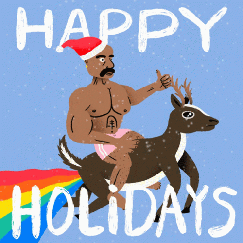 Riding A Flying Deer On Funny Holiday GIF