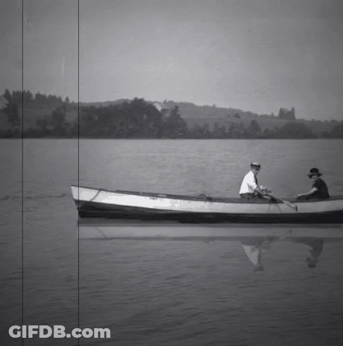 Riding The Canoe On Grayscale GIF