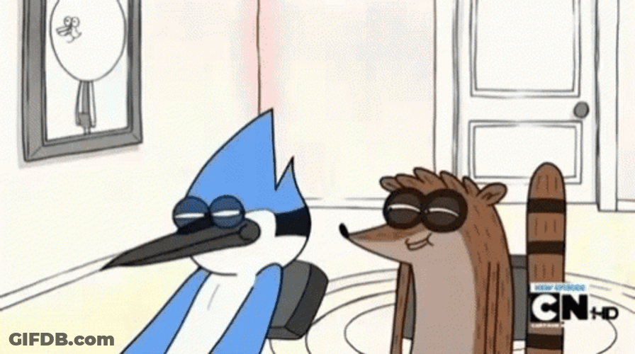 Rigby Mordecai Hmm Hmm Regular Show GIF