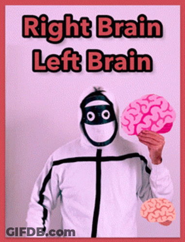 Right Brain Left Brain Poster Man In Mask Holding Brain GIF