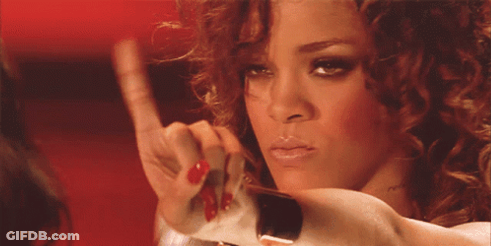 Rihanna Angry Finger Wag GIF