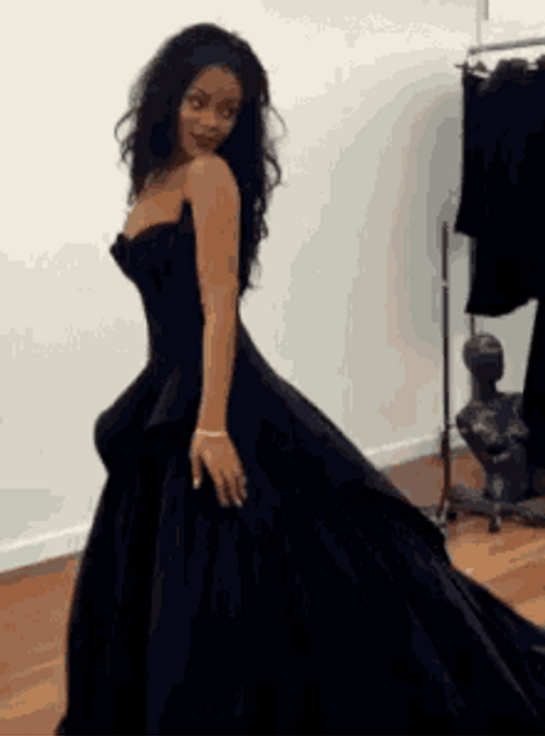 Rihanna Black Dress Photoshoot GIF