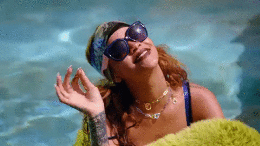 Rihanna Flirting Hand Wave GIF