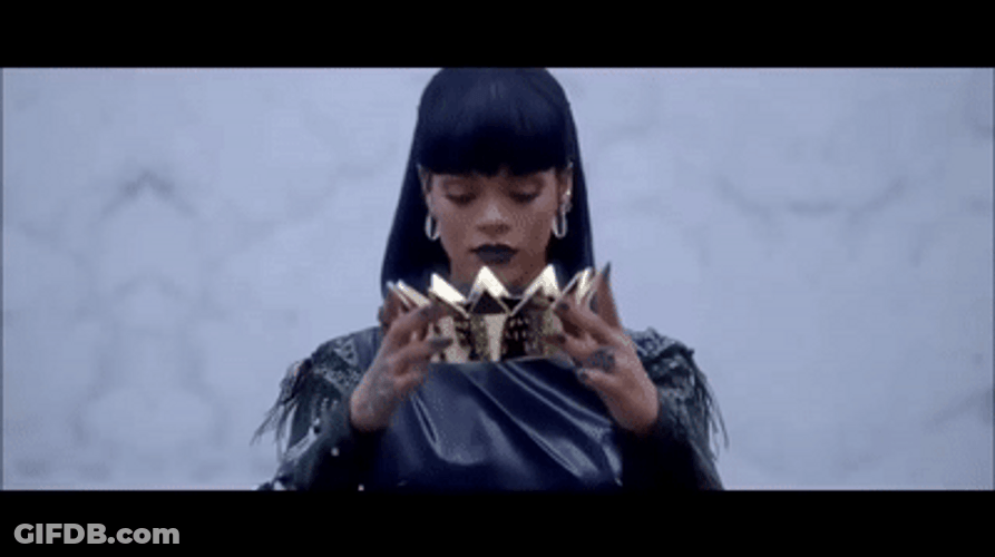 Rihanna Putting On Crown GIF