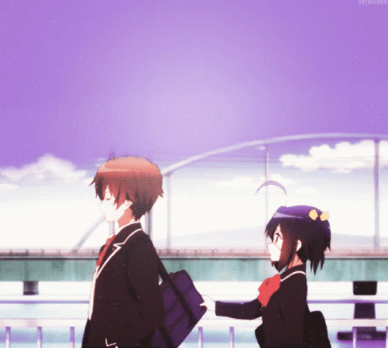 Rikka  And Yuuta Walking Home GIF