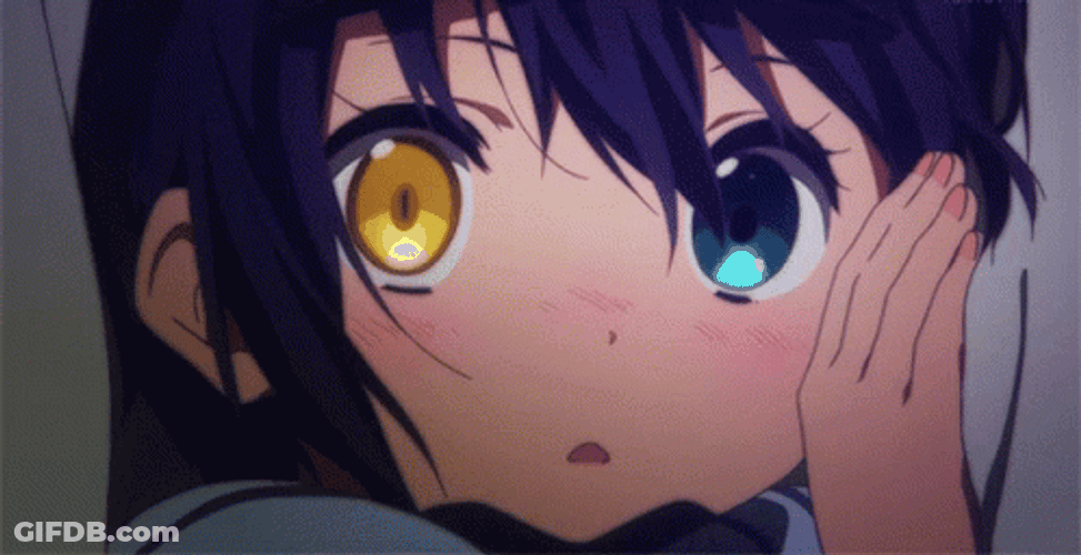 Rikka Blinking And  Blushing GIF