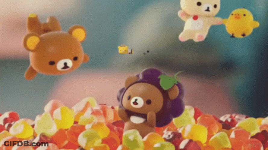 Rilakkuma And Friends On Gummy Bear GIF