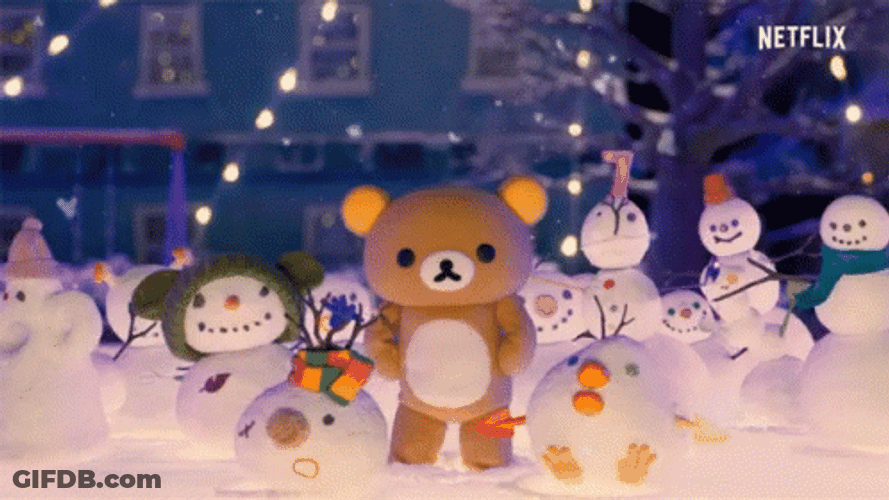 Rilakkuma Dancing Snowman GIF
