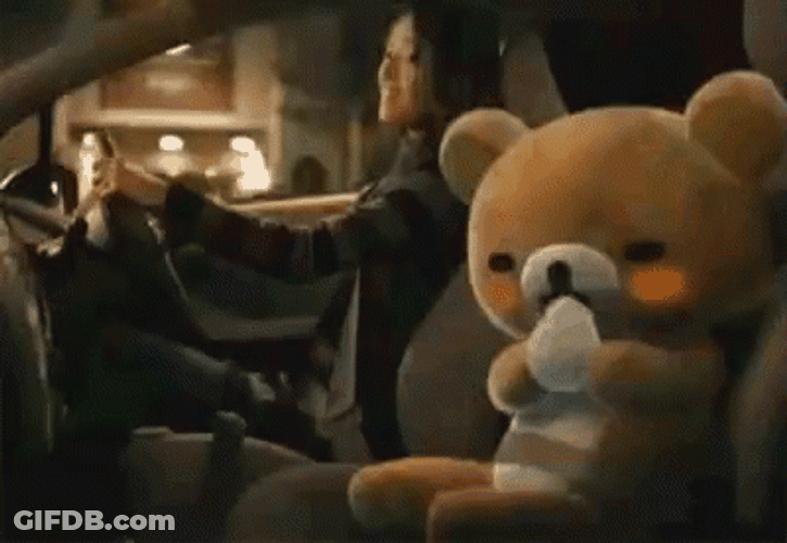 Rilakkuma Eating In Car GIF