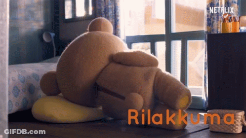 Rilakkuma Teddy Bear Laying On Floor GIF
