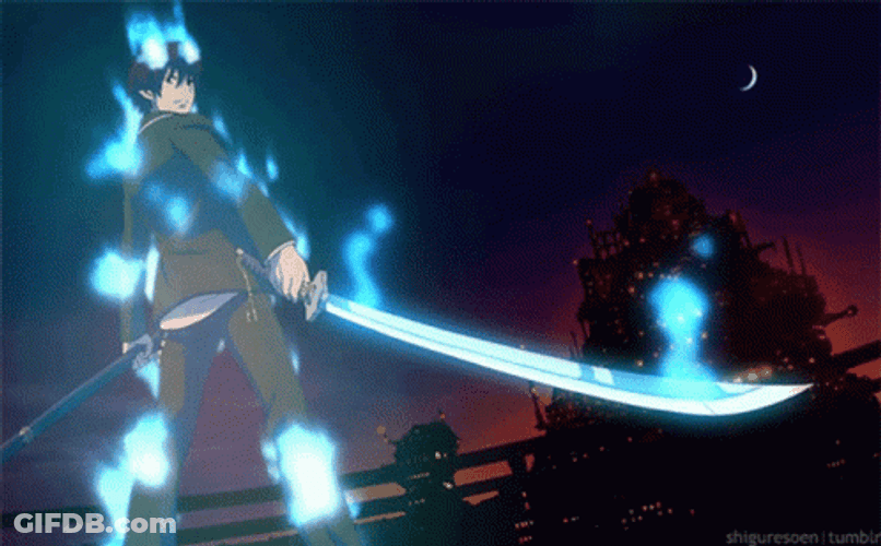 Rin Okumura The Hunter Blue Flame GIF