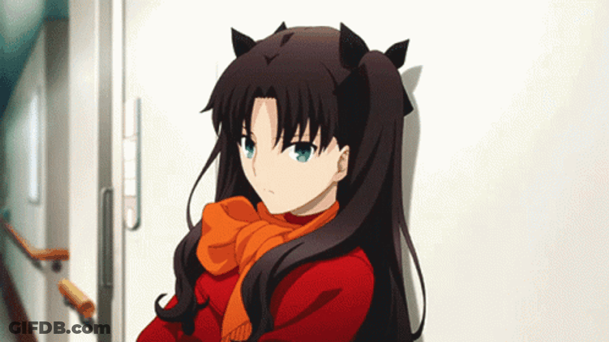 Rin Tohsaka Anime Leaning On The Wall GIF