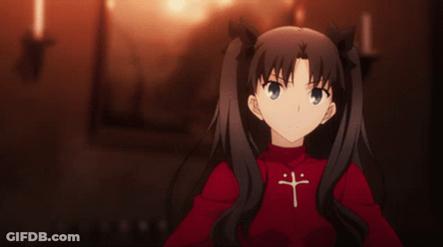 Rin Tohsaka Anime Shocked And Frowning GIF