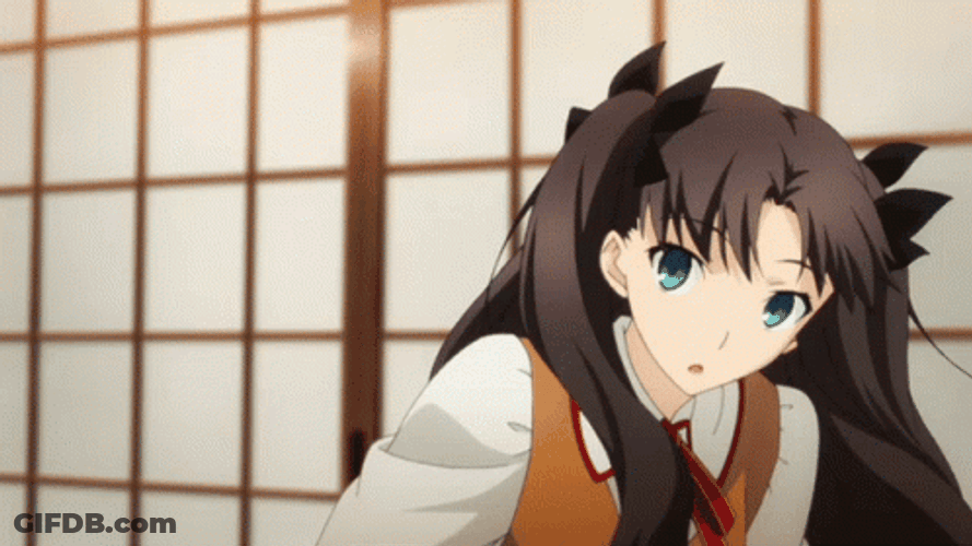 Rin Tohsaka Anime Shocked And Speaking Covering Mouth GIF