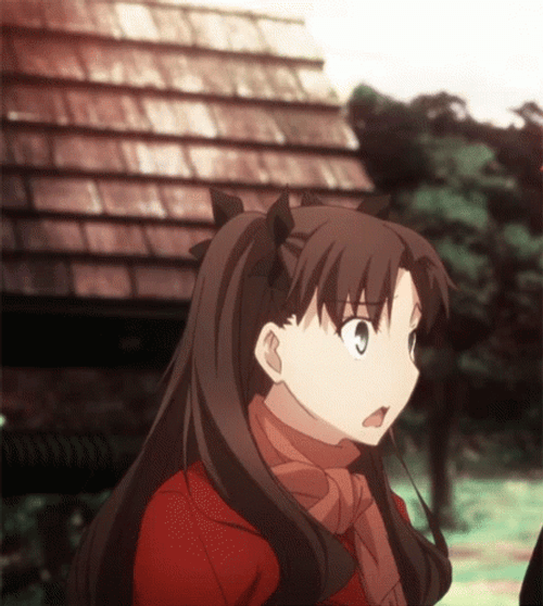 Rin Tohsaka Anime Shocked Reaction GIF