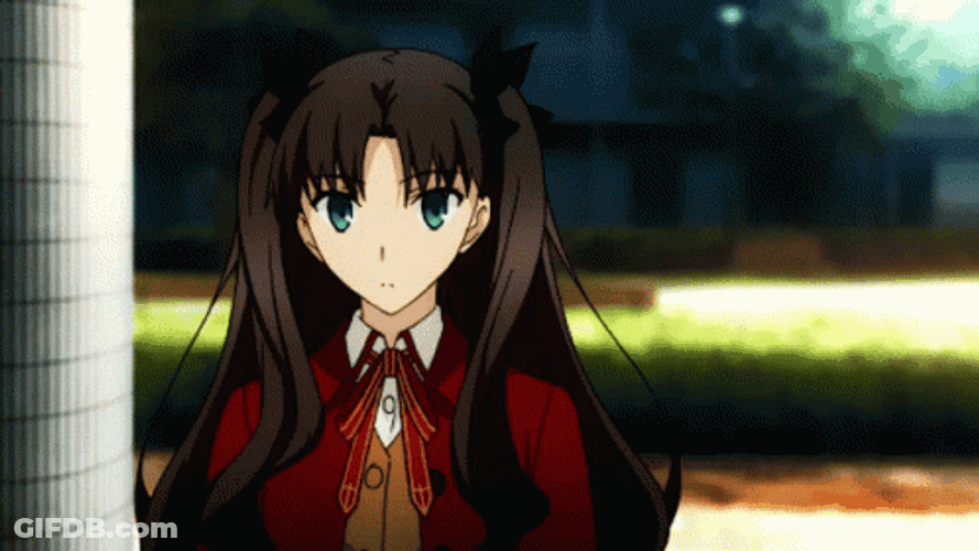 Rin Tohsaka Anime Sigh And Smile GIF