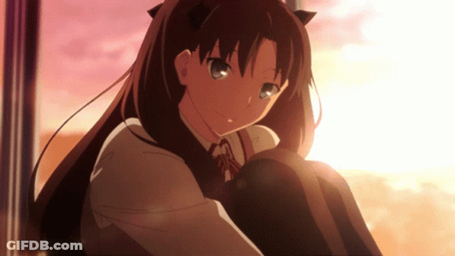 Rin Tohsaka Anime Staring Moving Her Head Down GIF