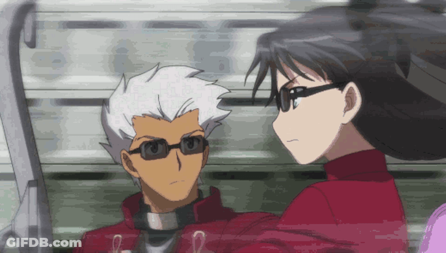 Rin Tohsaka Riding With Shirou Emiya GIF