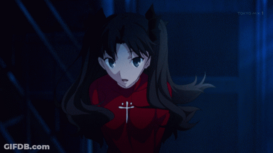 Rin Tohsaka Seriously Speaking While Moving GIF