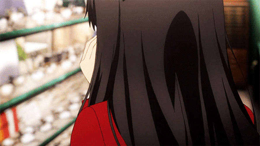 Rin Tohsaka With Eyeglasses Turned Around GIF