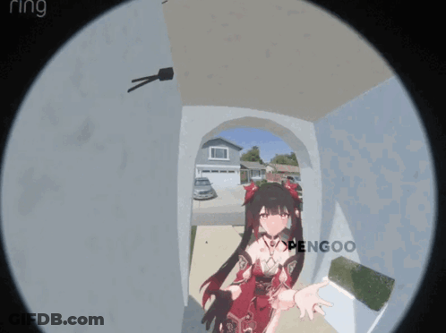 Ring Doorbell Girl With Red Hair Saying Nopengoo GIF