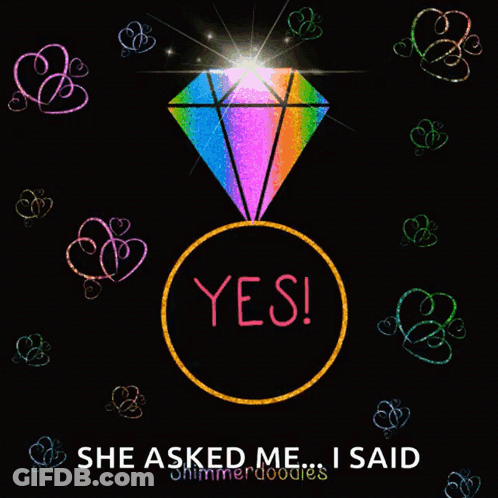 Ring With Diamond Saying Yes GIF