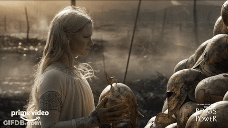 Rings Of Power Galadriel Skull Pile GIF