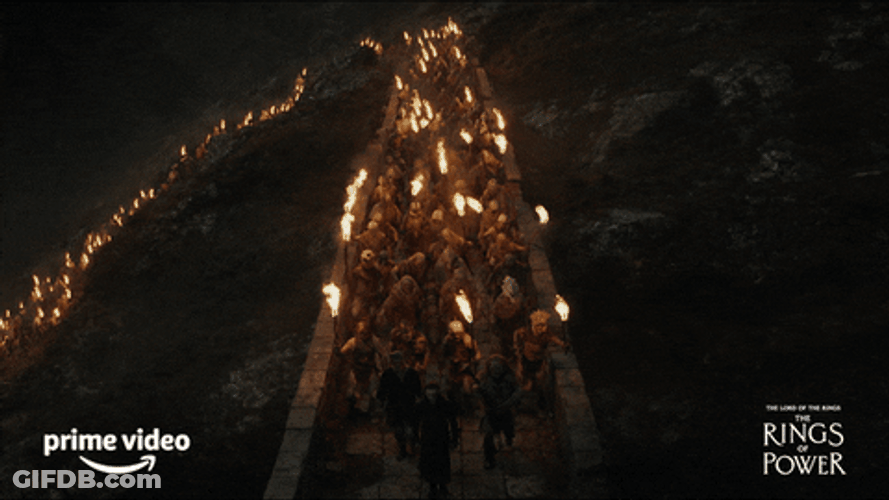 Rings Of Power Villager Torches GIF