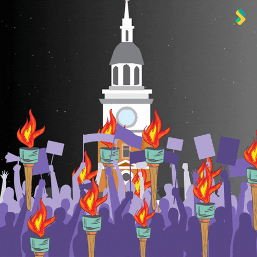 Riot With Cartoon Torch Light GIF