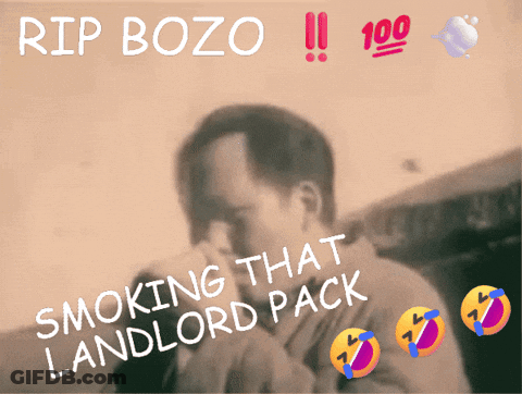 Rip Bozo Smoking Landlord Pack Man Covering Nose GIF