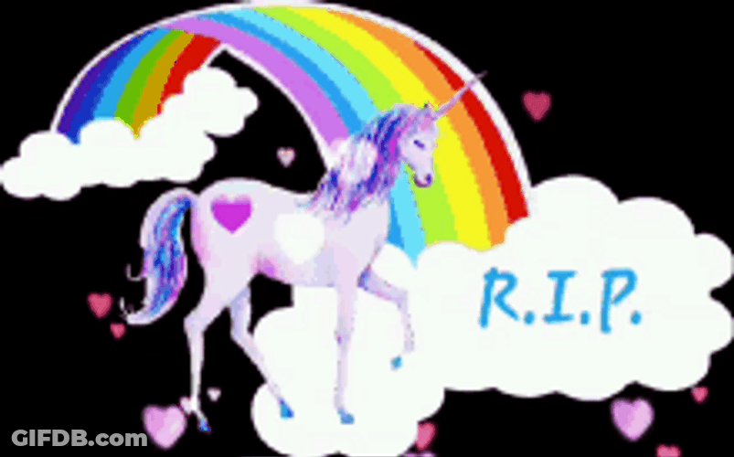 Rip Rest In Peace Rainbow Unicorn Hearts GIF