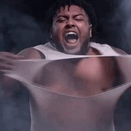 Ripping Shirt Man Boobs Intense GIF