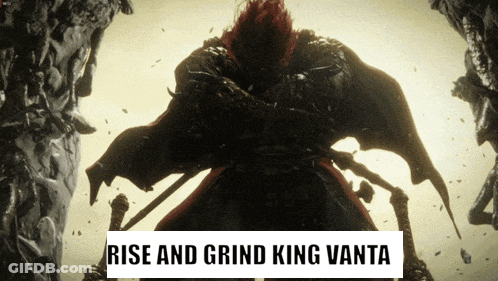 Rise And Grind King Vanta Is Written Above A Statue GIF