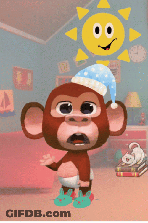 Rise And Shine Cartoon Baby Monkey GIF