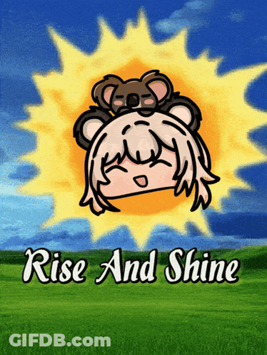 Rise And Shine Poster With Sun And Girl GIF