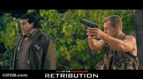 Rise Of The Footsoldier Movie Poster Two Men Holding Guns GIF