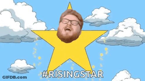 Rising Star Cartoon Head In Star GIF