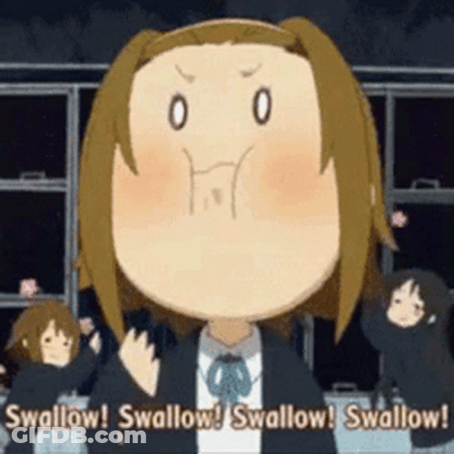 Ritsu Tainaka Mouth Full Swallow GIF