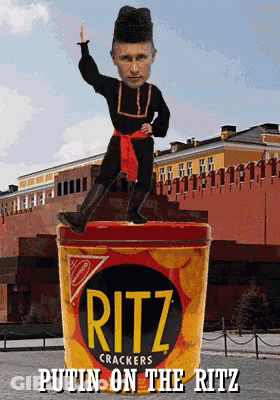 Ritz Crackers Can With Man On Top GIF