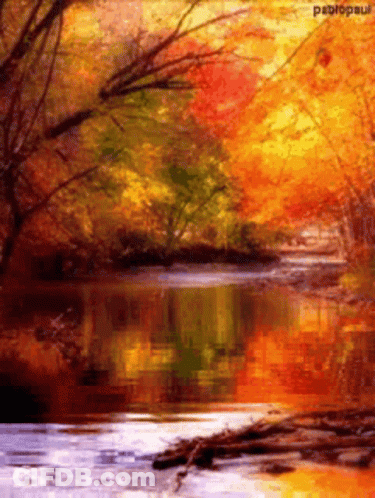 River And Trees Painting Pablopaul GIF