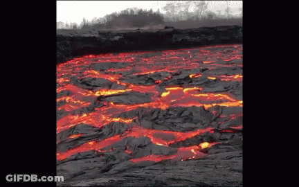 River Of Lava Coming Out Of Ground GIF