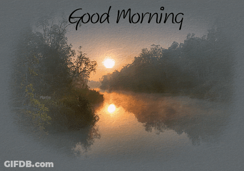 River Painting With Good Morning GIF