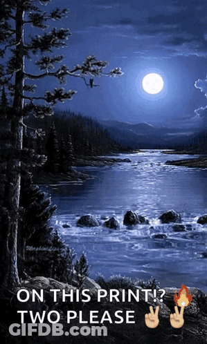 River Painting With Two Please Text GIF