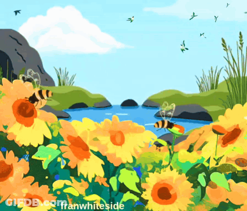 River Surrounded By Flowers Franwhiteside GIF
