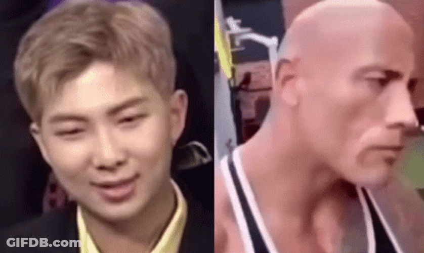 RM And Dwayne Rock Eyebrow GIF