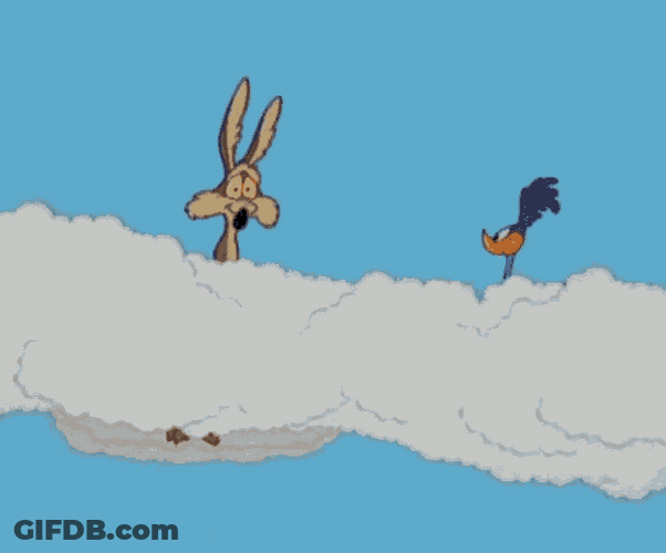 Road Runner And Coyote In Clouds Fell Down GIF