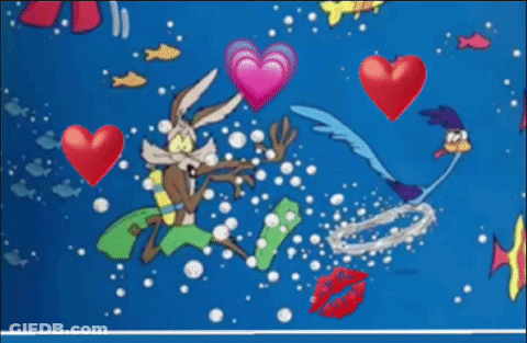 Road Runner With Hearts Saying Love GIF