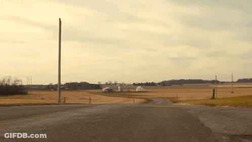 Road Through Field With Telephone Pole GIF